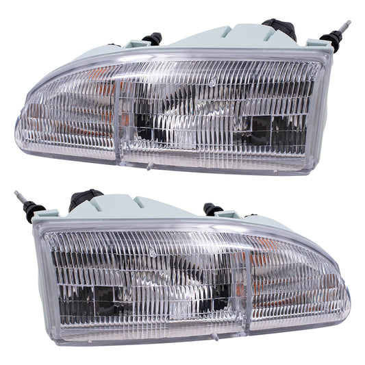 Brock Replacement Driver and Passenger Headlights Headlamps Compatible with 1994-1995 Thunderbird F4SZ13008B F4SZ13008A