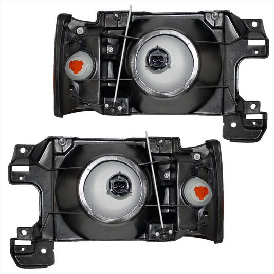 Brock Replacement Driver and Passenger Headlights with Park Lamps Compatible with 1987-1991 Bronco Pickup Truck