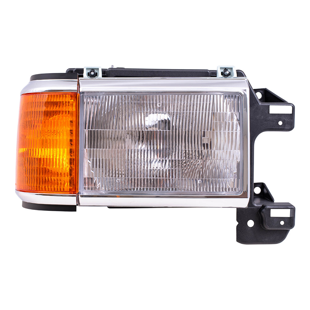 Pair Headlights fit 1987-1991 Ford Pickup Bronco Set w/ Park Lamps Chrome Trim