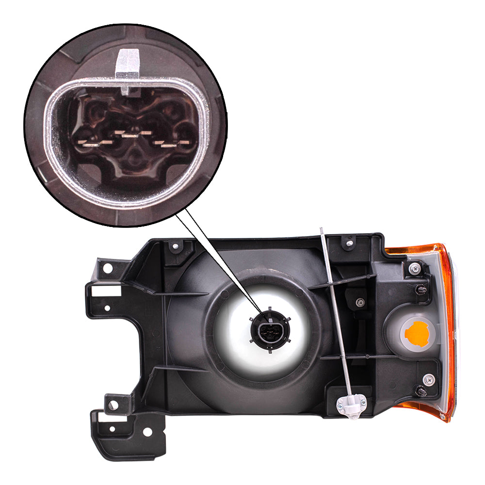 Pair Headlights fit 1987-1991 Ford Pickup Bronco Set w/ Park Lamps Chrome Trim