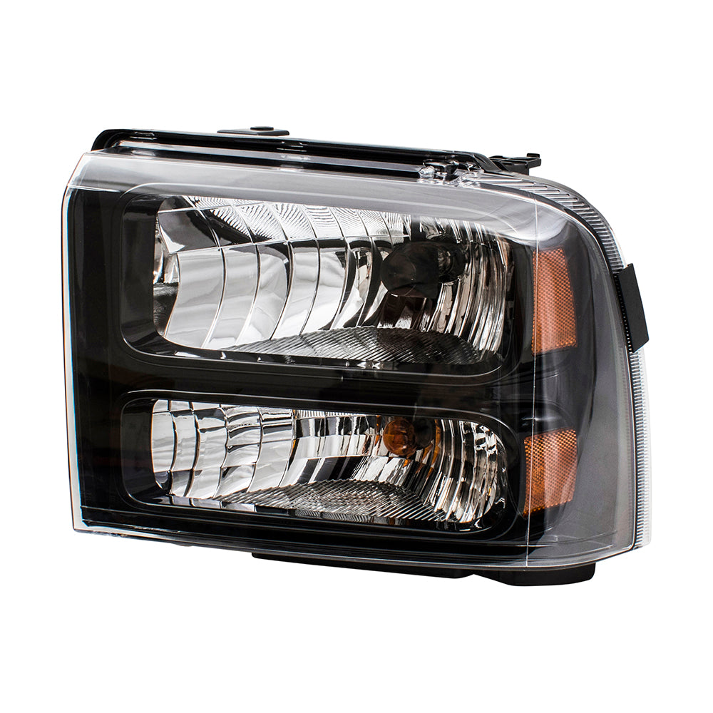 Brock Replacement Drivers Halogen Headlight w/ Black Bezel Compatible with 05-07 Super Duty Pickup Truck Replaces 6C3Z13008DB FO2502224
