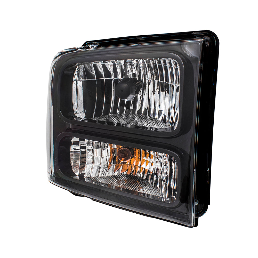 Brock Replacement Passengers Halogen Headlight w/ Black Bezel Compatible with 05-07 Super Duty Pickup Truck Replaces 6C3Z13008CB FO2503224