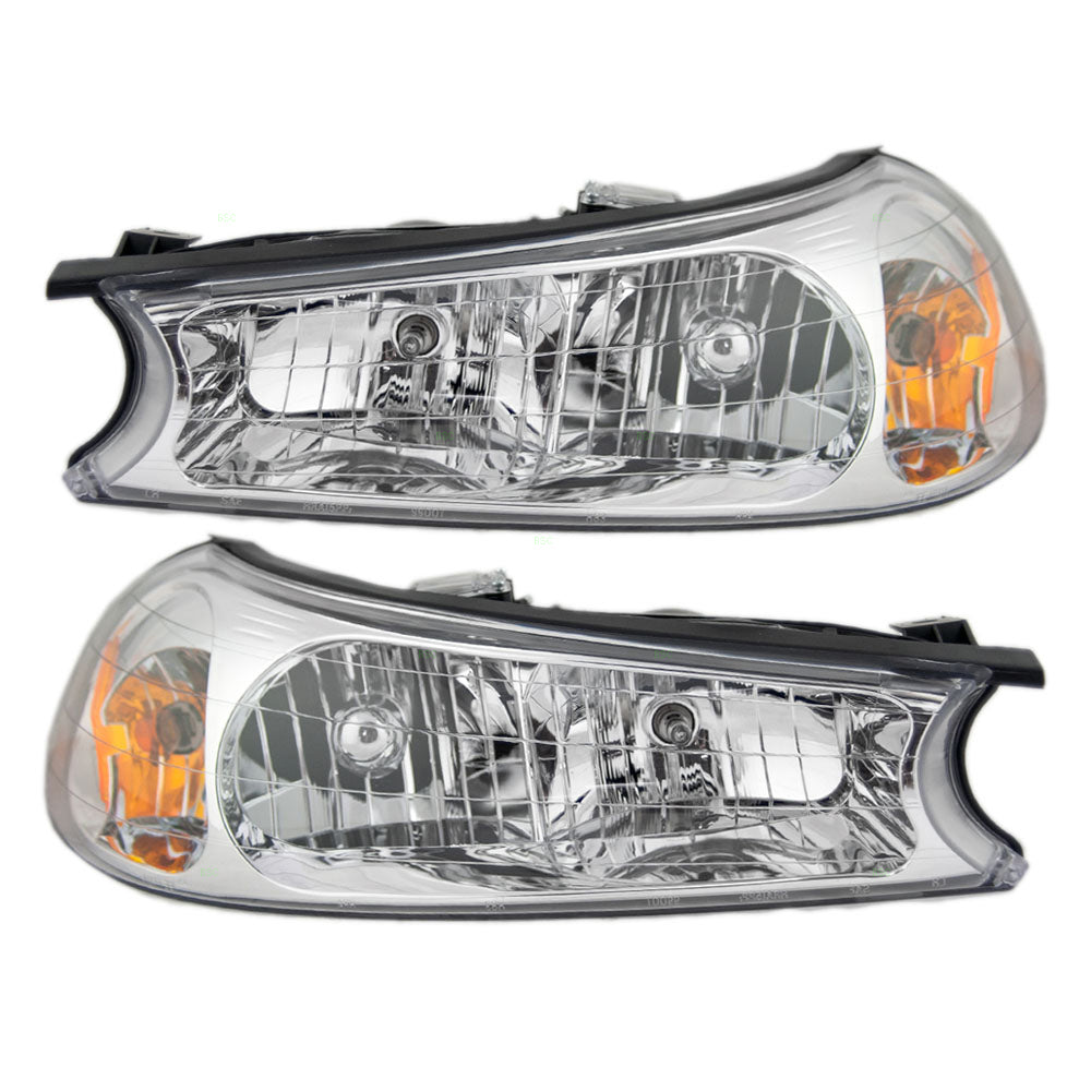 Brock Replacement Driver and Passenger Halogen Headlights Headlamps Compatible with 1998-2000 Contour XS2Z13008BA XS2Z13008AA