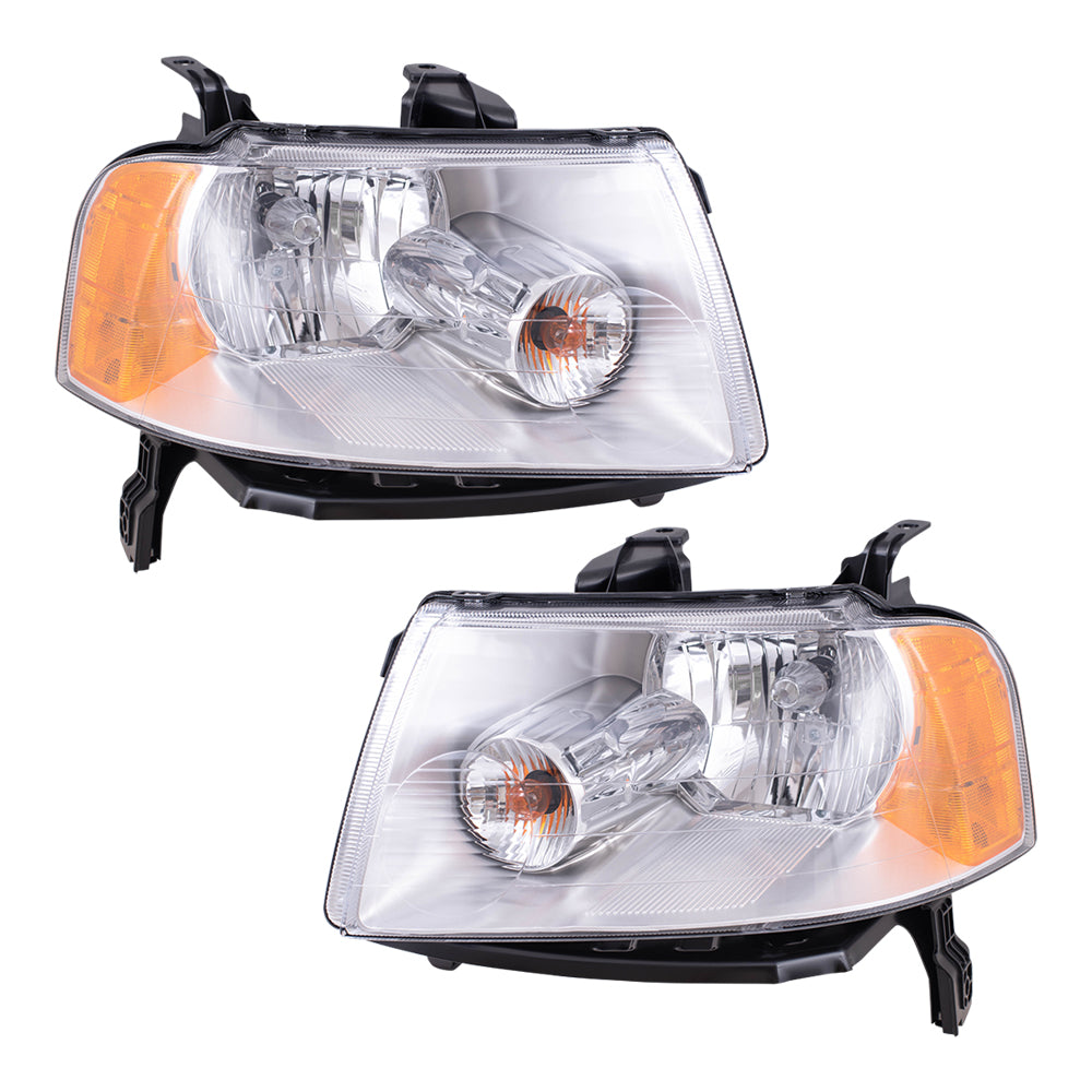 Brock Replacement Driver and Passenger Headlights Headlamps Compatible with 2005-2007 Freestyle 6F9Z 13008 B 6F9Z 13008 A