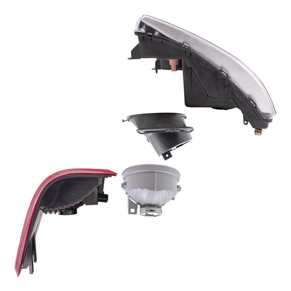 Brock Aftermarket Replacement Part Driver and Passenger Side Halogen Combination Headlights, Round Fog Lights & Brackets and Flareside Tail Lights 8 Piece Set Compatible with 2006-2008 Ford F-150