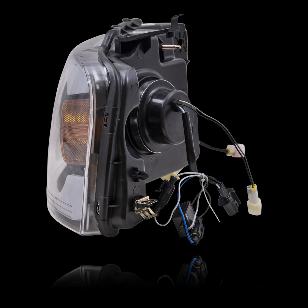 Brock Aftermarket Replacement Driver Left Passenger Right Halogen Combination Headlight Assembly Projector Type With LED Daytime Running Light Performance Set Compatible With 2004-2008 Ford F-150