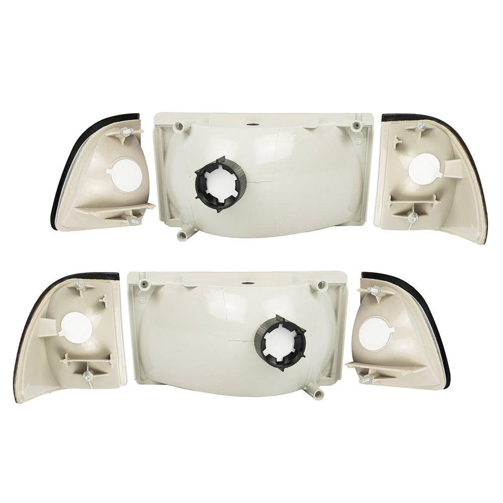 Brock Replacement 6 Piece Set Headlights, Park Lamps & Signal Lens Kit Compatible with 1987-1993 Mustang E7ZZ 13201 A