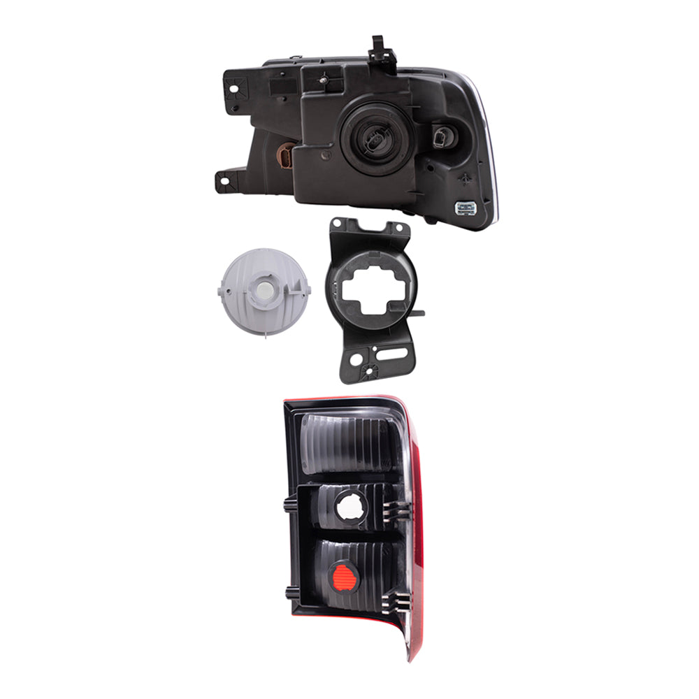 Brock Aftermarket Replacement Driver Left Passenger Right Halogen Combination Headlights-Round Fog Lights-Mounting Brackets-Flareside Tail Lights 8 Piece Set Compatible with 2006-2008 Ford F-150