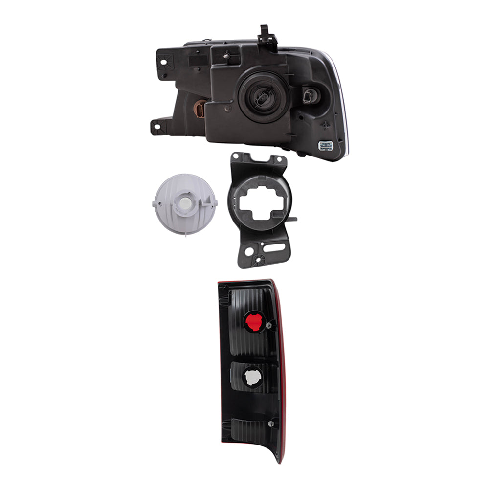 Brock Aftermarket Replacement Driver Left Passenger Right Headlights-Round Fog Lights-Mounting Brackets-Styleside Tail Lights 8 Piece Set Compatible with 2006-2008 Ford F-150