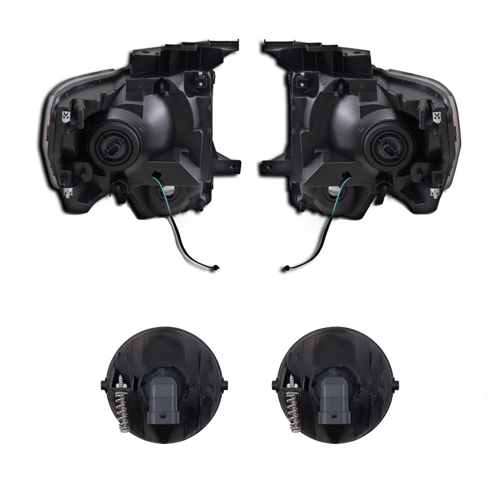 Brock Aftermarket Replacement Driver Left Passenger Right Halogen Combination Headlight Assembly With Chrome Bezel And Fog Lights 4 Piece Performance Set Compatible With 2011-2014 Ford F-150