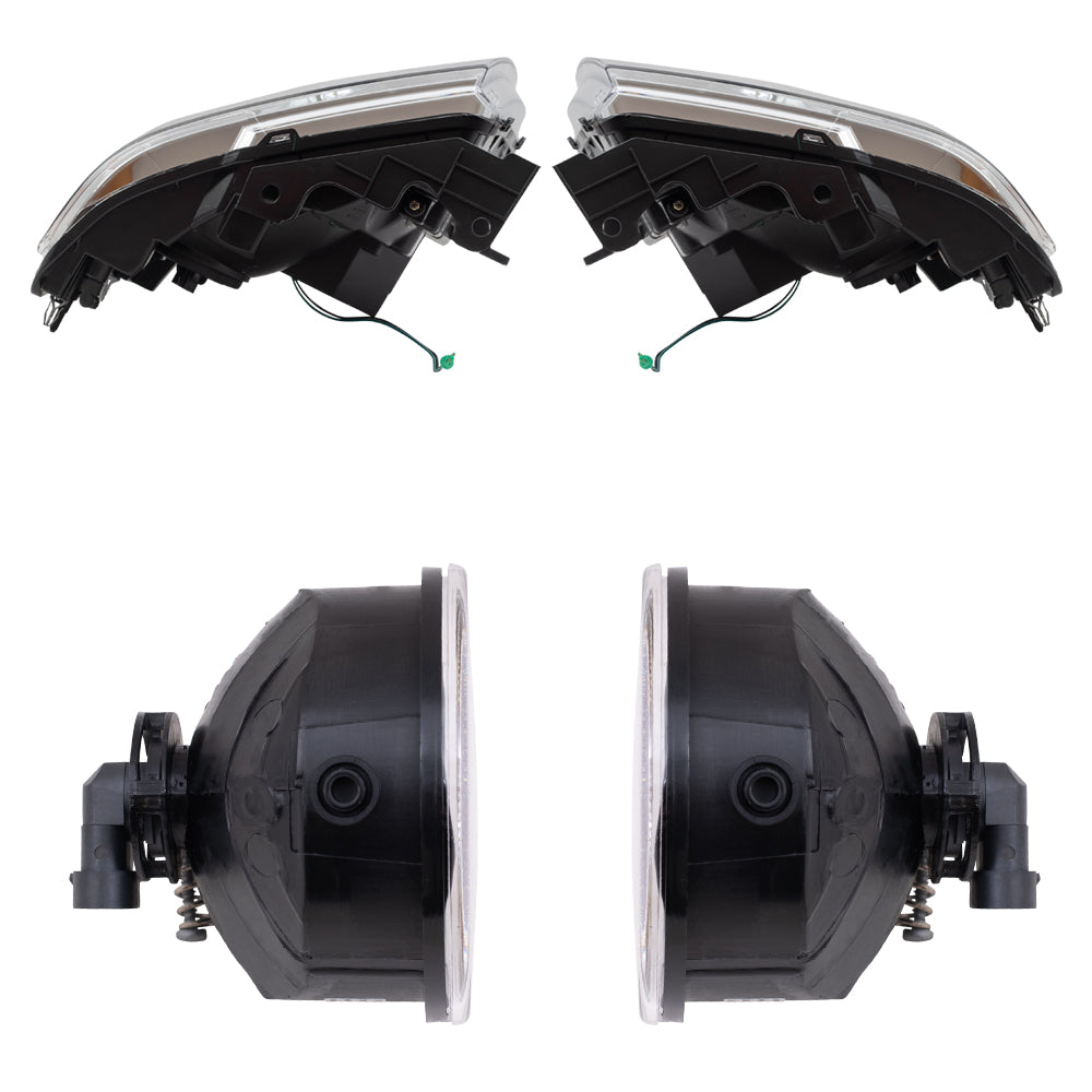 Brock Aftermarket Replacement Driver Left Passenger Right Halogen Combination Headlight Assembly With Chrome Bezel And Fog Lights 4 Piece Performance Set Compatible With 2011-2014 Ford F-150