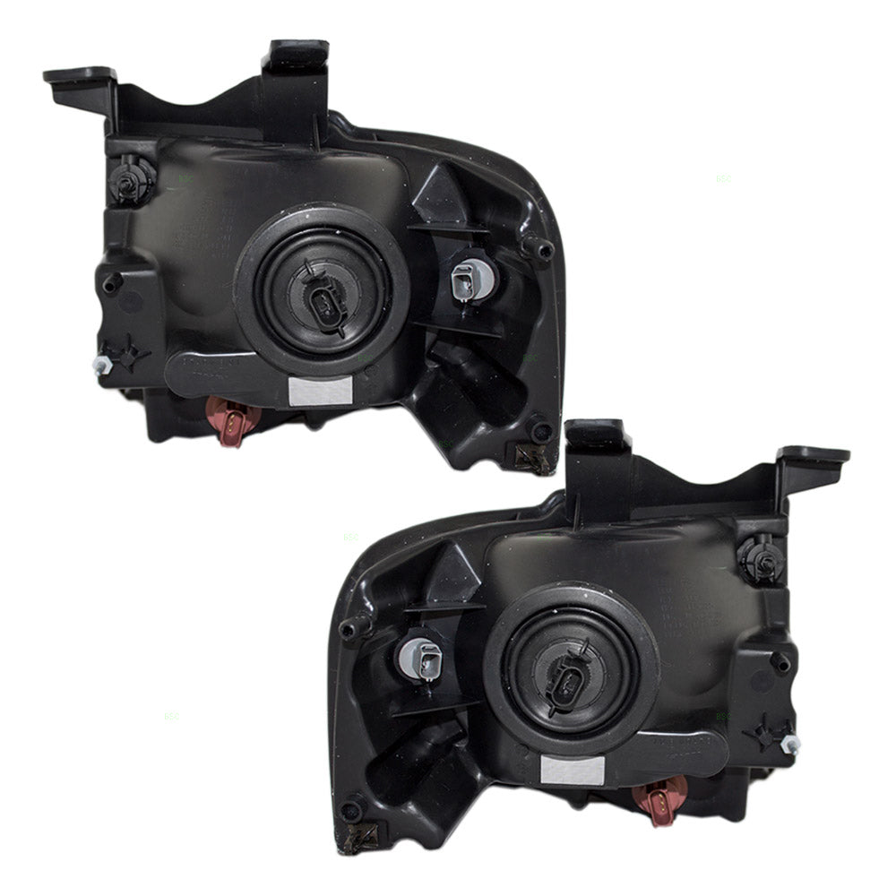 Brock Aftermarket Replacement Driver Left Passenger Right Halogen Combination Headlight Assembly With Black Bezel Set Compatible With 2007-2014 Ford Expedition