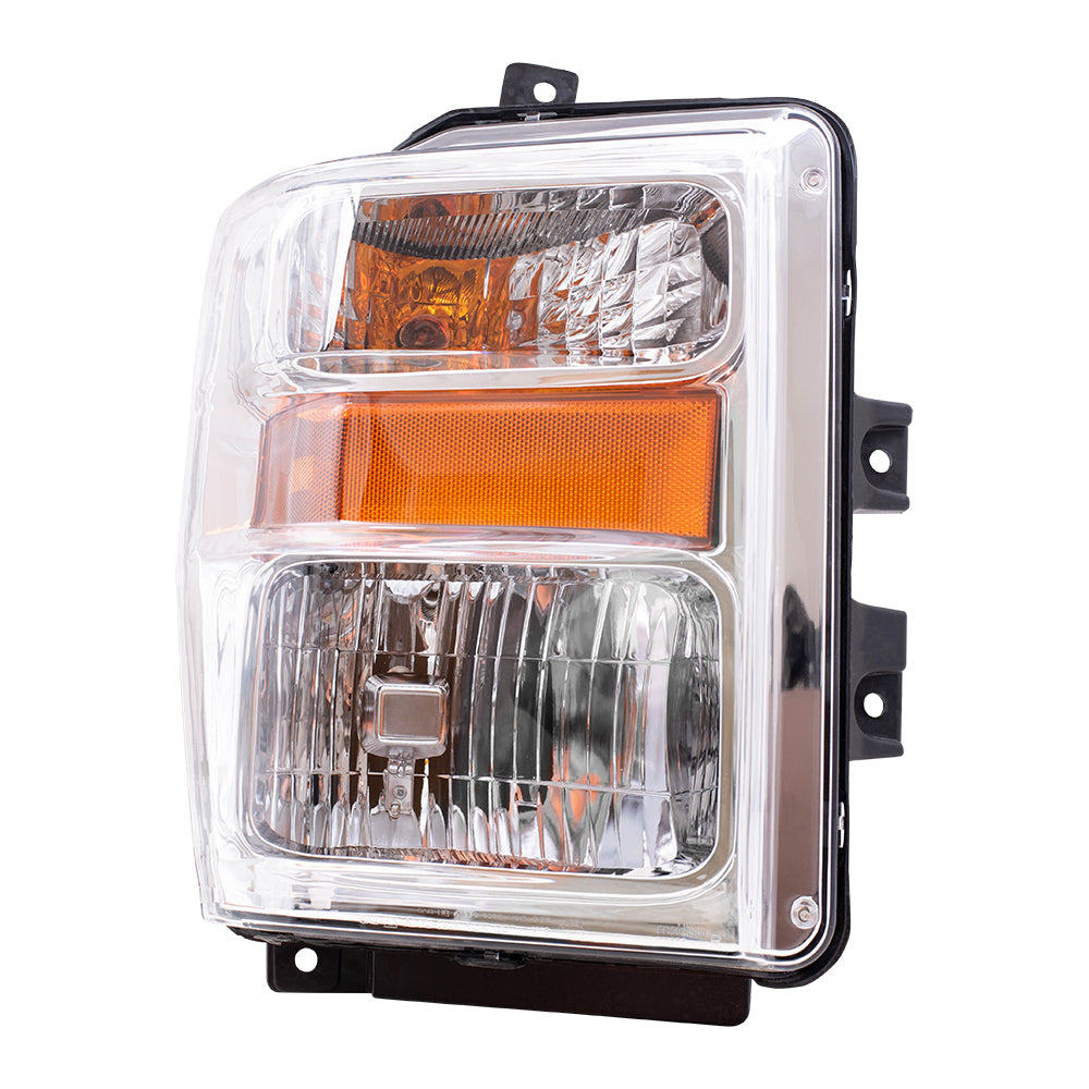 Brock Replacement Driver and Passenger Composite Headlights with Chrome Bezel Compatible with Pickup Truck 7C3Z 13008 BA 7C3Z13008AA