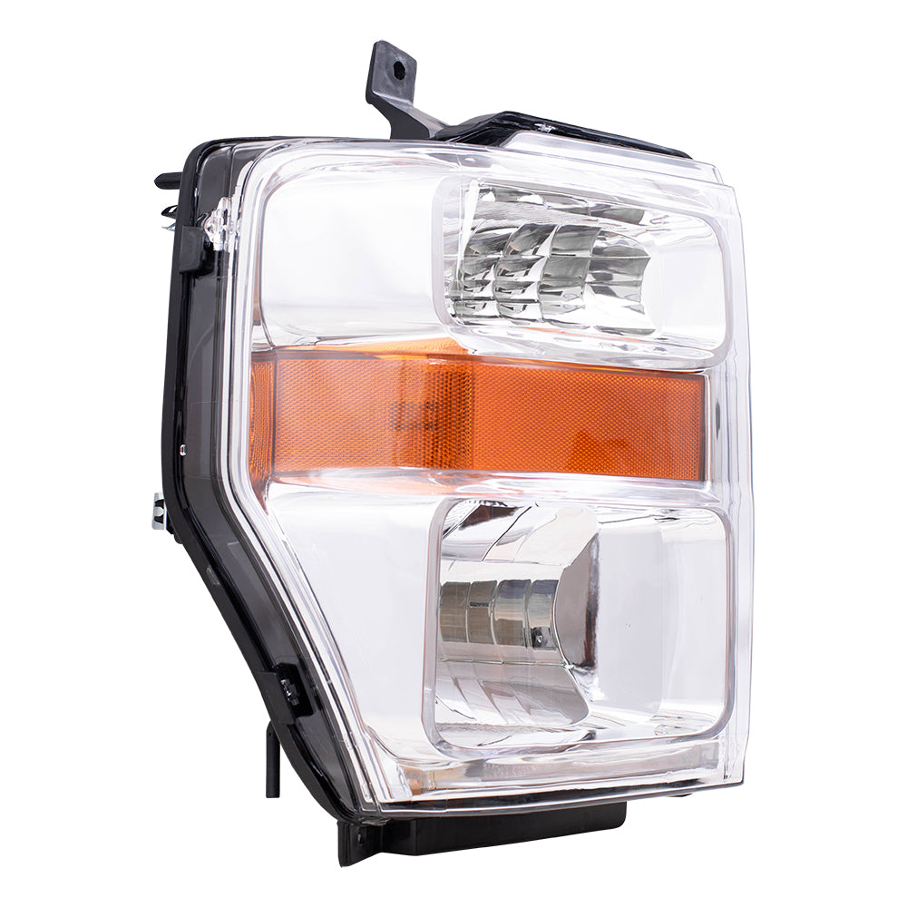 Brock Replacement Driver and Passenger Composite Headlights with Chrome Bezel Compatible with Pickup Truck 7C3Z 13008 BA 7C3Z13008AA