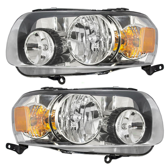 Brock Aftermarket Replacement Driver Left Passenger Right Halogen Combination Headlight Assembly Compatible With 2005-2007 Ford Escape