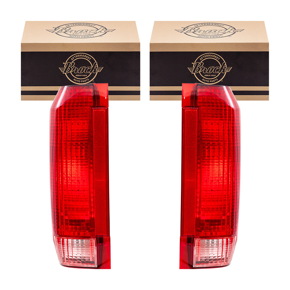 Brock Aftermarket Replacement Driver Left Passenger Right Tail Light Unit Set Compatible With 1990-1996 Ford F-150 Styleside Built From 10/1989