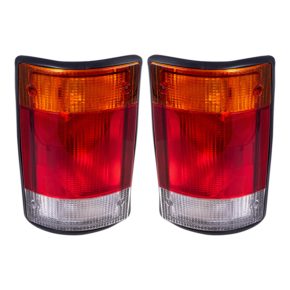 Brock Replacement Driver and Passenger Taillights Tail Lamps Compatible with 1992-1994 E150 E250 E350 Econoline Van F2UZ 13405 A F2UZ 13404 A