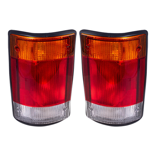 Brock Replacement Driver and Passenger Taillights Tail Lamps Compatible with 1992-1994 E150 E250 E350 Econoline Van F2UZ 13405 A F2UZ 13404 A