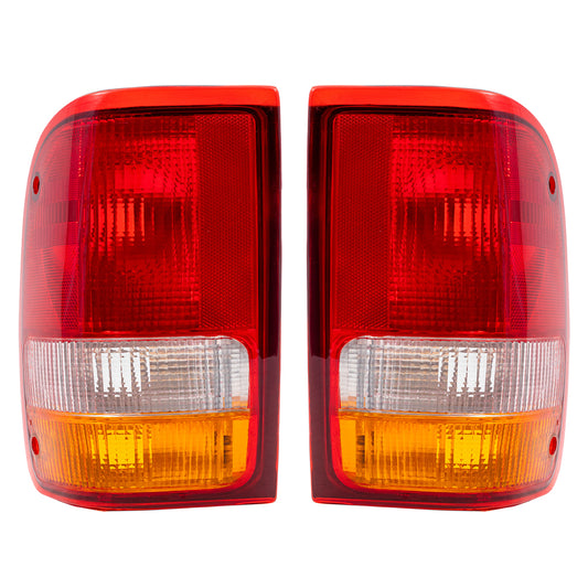 Brock Replacement Driver and Passenger Taillights Tail Lamps Compatible with 1993-1997 Ranger Pickup Truck F37Z13405A F37Z13404A