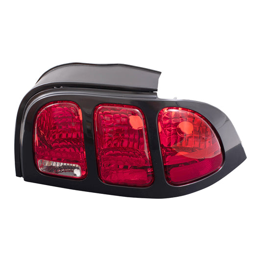 Brock Replacement Passengers Taillight Tail Lamp with Black Bezel Compatible with 1996-1998 Mustang GT SVT Base F6ZZ13404AAJ