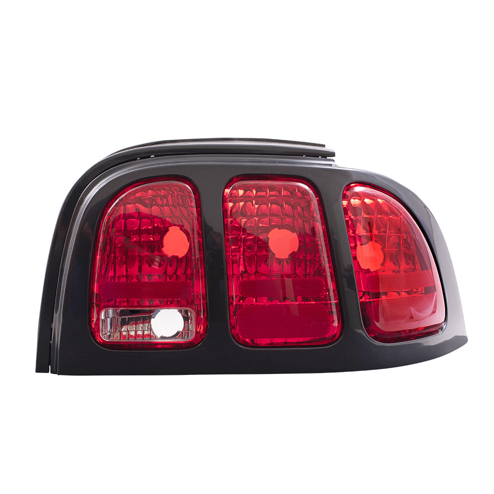 Brock Replacement Passengers Taillight Tail Lamp with Black Bezel Compatible with 1996-1998 Mustang GT SVT Base F6ZZ13404AAJ