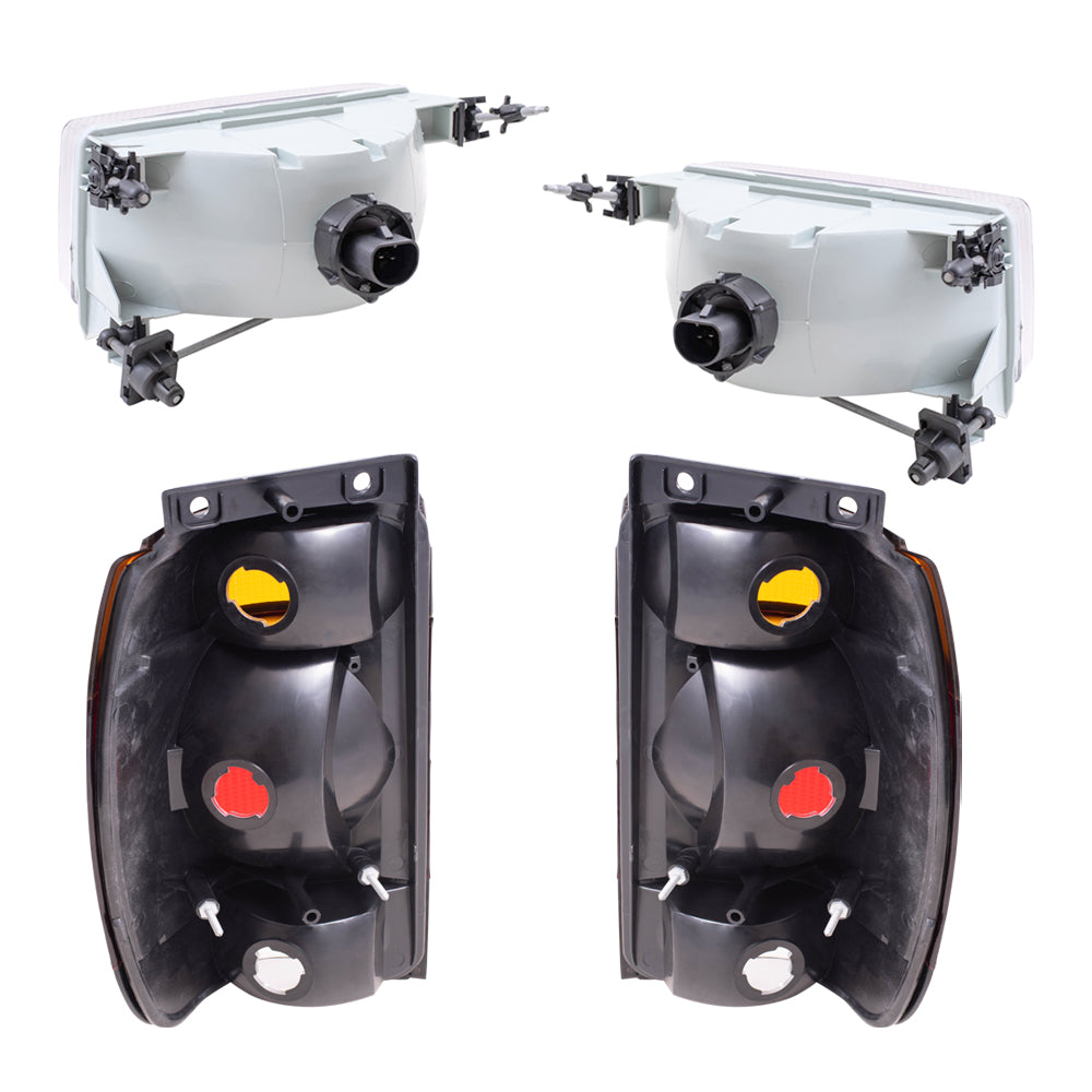 Brock Aftermarket Replacement Driver Left Passenger Right Halogen Headlight And Combination Tail Light 4 Piece Set Compatible with 1995-1997 Ford Explorer