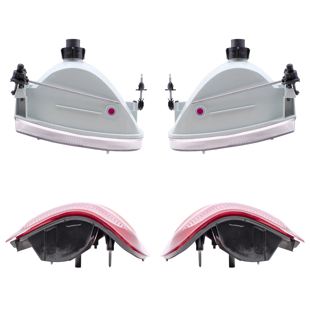 Brock Aftermarket Replacement Driver Left Passenger Right Halogen Headlight And Combination Tail Light 4 Piece Set Compatible with 1998-2001 Ford Explorer