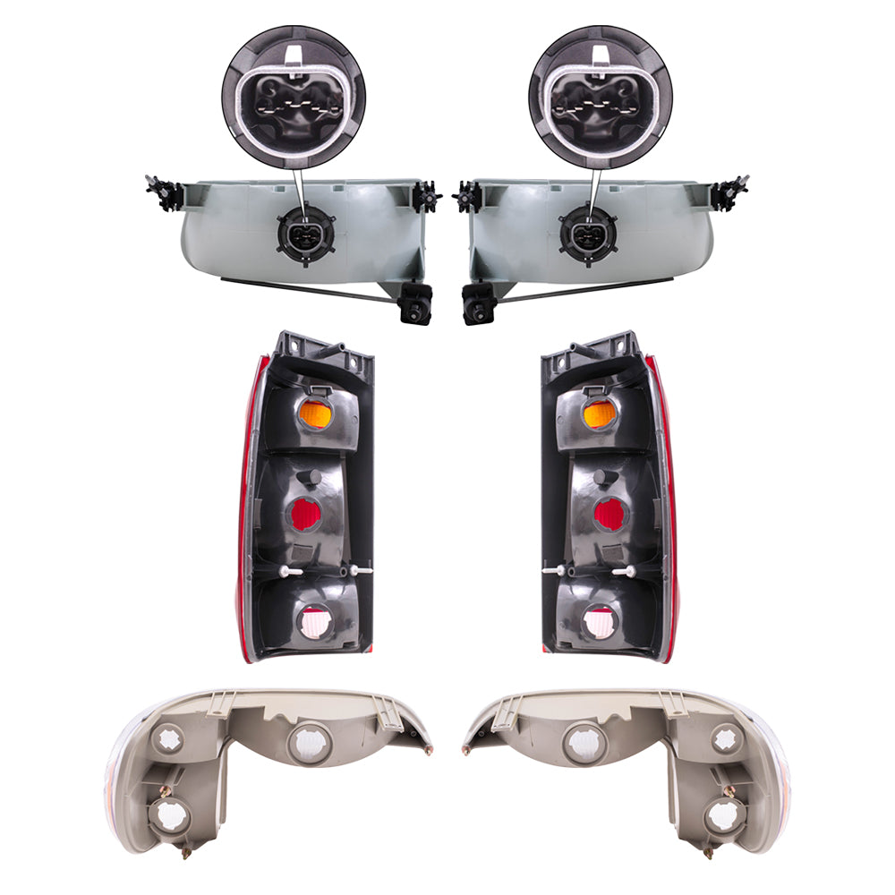 Brock Aftermarket Replacement Driver Left Passenger Right Headlight-Park/Signal/Side Marker Light-Tail Light 6 Piece Set Compatible with 1998-2001 Ford Explorer