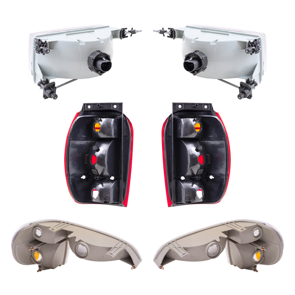 Brock Aftermarket Replacement Driver Left Passenger Right Headlight-Park/Signal/Side Marker Light-Tail Light 6 Piece Set Compatible with 1998-2001 Ford Explorer