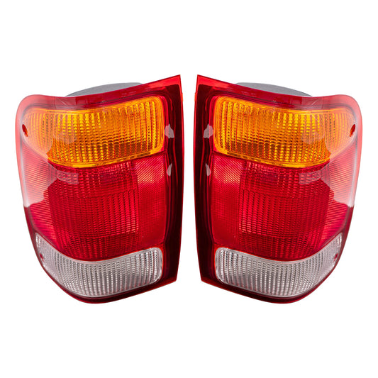Brock Replacement Driver and Passenger Taillights Tail Lamps Compatible with 1998-1999 Ranger Pickup Truck F87Z13405BA F87Z13404BA