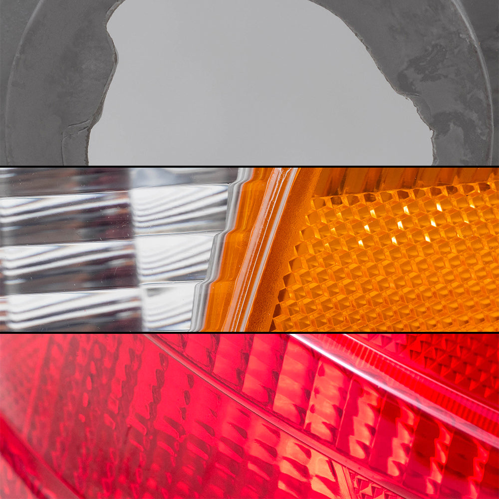 Brock Aftermarket Replacement Driver Left Passenger Right Headlights, Park/Side Marker Lights, & Tail Lights with Red Lens-Black-Trim-2 Bulbs 6 Pc Set Compatible with 1999-2011 Ford Crown Victoria