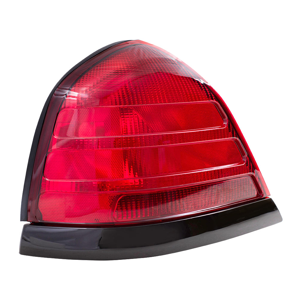 Brock Replacement Drivers Taillight Tail Lamp with Black Trim Compatible with 1999-2011 Crown Victoria 8W7Z13405A