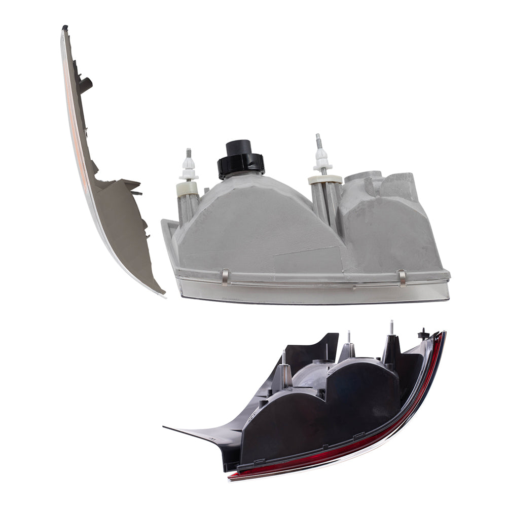 Brock Aftermarket Replacement Driver Left Passenger Right Headlights-Park/Side Marker Lights -Tail Lights with Red-Amber Lens-4 Bulb Sockets 6 Pc Set Compatible with 1998-2003 Ford Crown Victoria