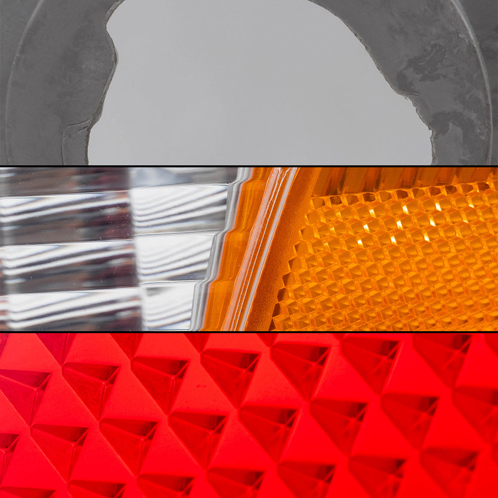 Brock Aftermarket Replacement Driver Left Passenger Right Headlights-Park/Side Marker Lights -Tail Lights with Red-Amber Lens-4 Bulb Sockets 6 Pc Set Compatible with 1998-2003 Ford Crown Victoria