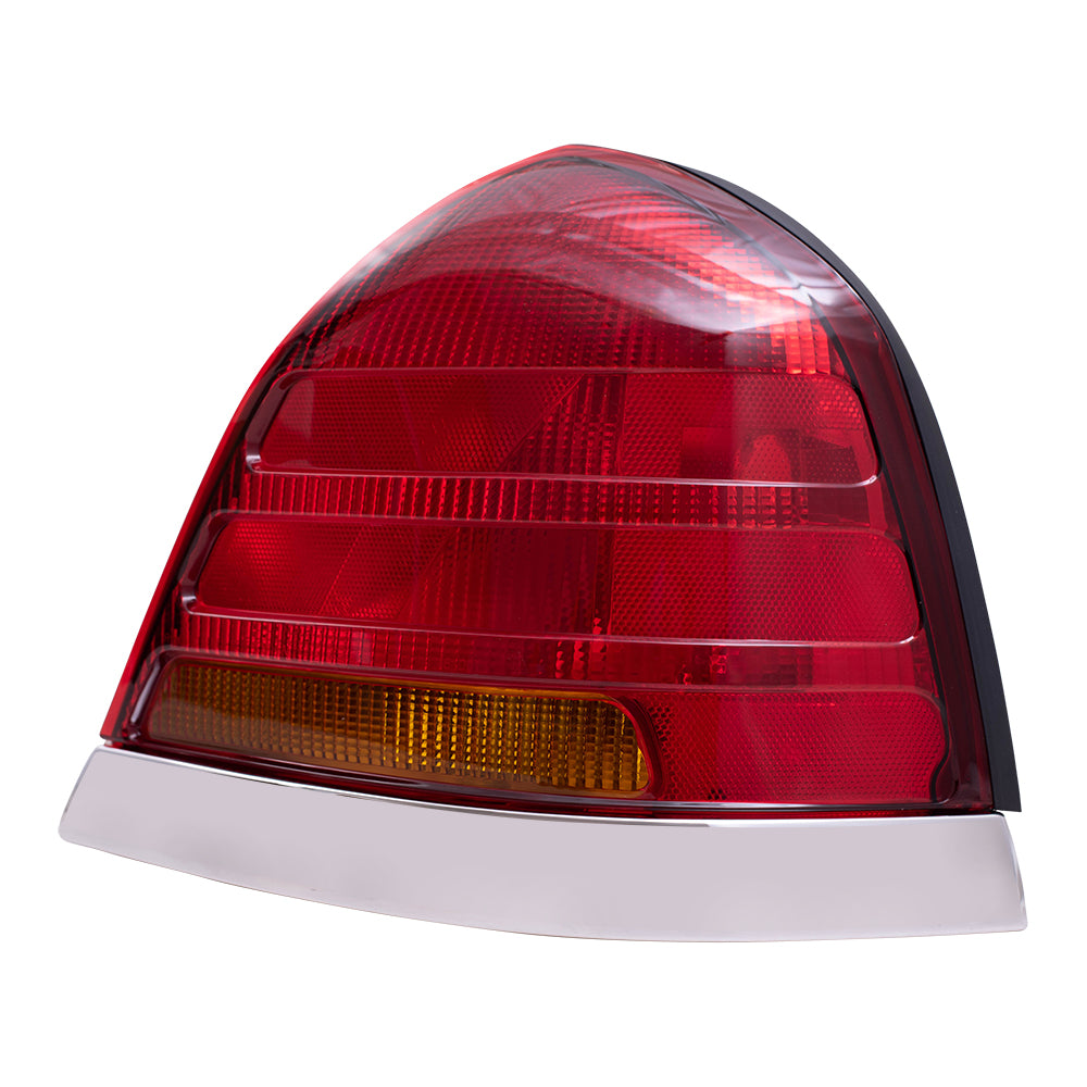 Brock Replacement Driver and Passenger Taillights Tail Lamps with Red-Amber Lens & Chrome Trim Compatible with 98-05 Crown Victoria 3W7Z13405CA 3W7Z13404CA