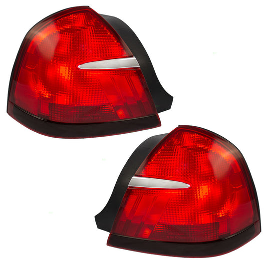 Brock Replacement Driver and Passenger Taillights Tail Lamps Compatible with 1998-2002 Grand Marquis XW3Z13405AA XW3Z13404AA