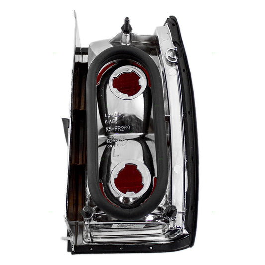 Brock Replacement Drivers Taillight Tail Lamp with Chrome Trim Compatible with 1990-1997 Town Car F5VY13405A