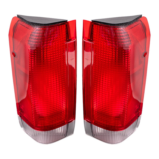 Brock Replacement Driver and Passenger Taillights Tail Lamps Compatible with 1987-1989 F-Series Styleside Pickup Truck Bronco E7TZ13405A E7TZ13404A