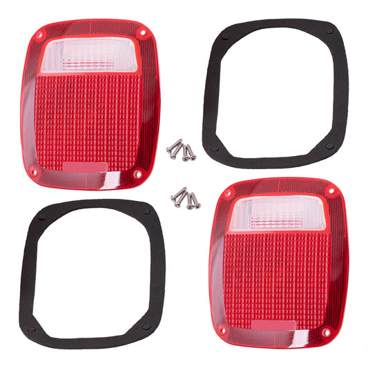 Brock Replacement Pair of Taillights Tail Lamps Lens Compatible with 1978-1987 C/K Stepside Pickup Truck
