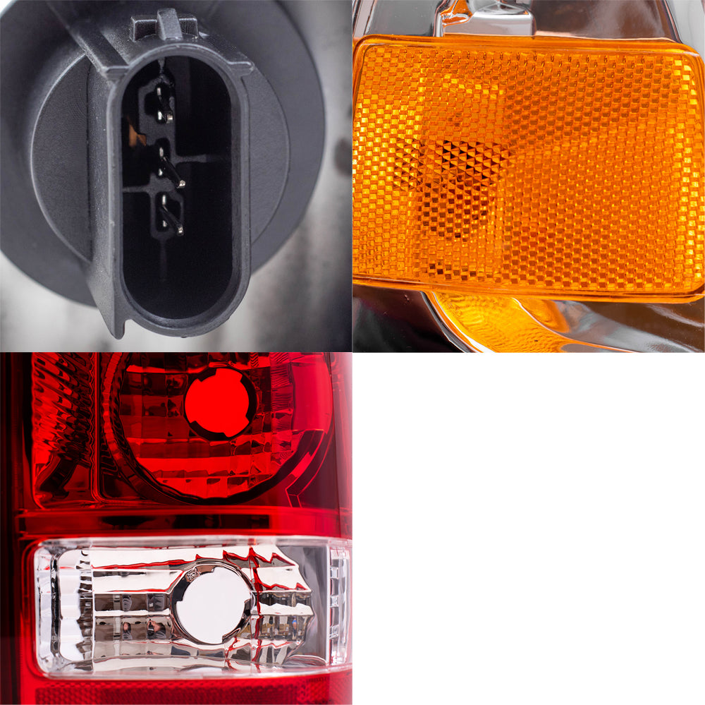 Brock Replacement 6 Pc Headlights, Tail Lights and Park Signal Lights Compatible with 2006 2007 2008 2009 2010 2011 Ranger Pickup Truck