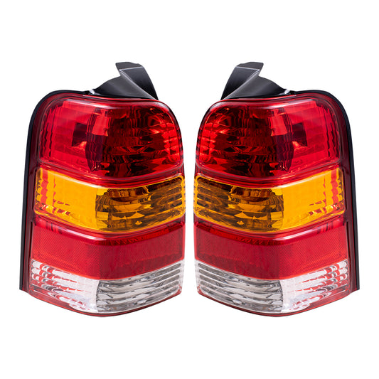 Brock Replacement Driver and Passenger Taillights Tail Lamps Compatible with 2001-2007 Escape 6L8Z13405DA 6L8Z13404DA