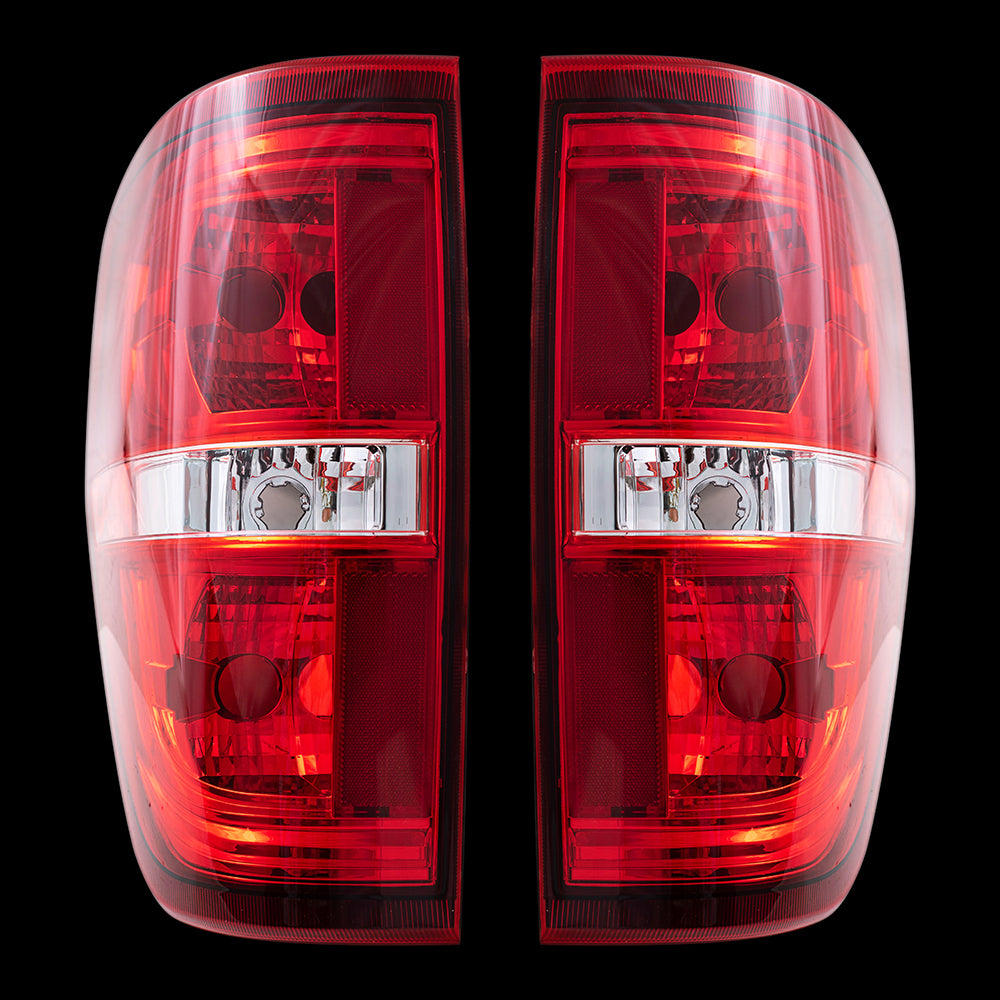 Brock Replacement Performance Set Tail Lights Tail Lamp Units w/ Red Trim Smoked Compatible with 09-14 F-150 Styleside Pickup Truck