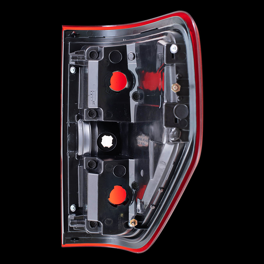 Brock Replacement Performance Set Tail Lights Tail Lamp Units w/ Red Trim Smoked Compatible with 09-14 F-150 Styleside Pickup Truck