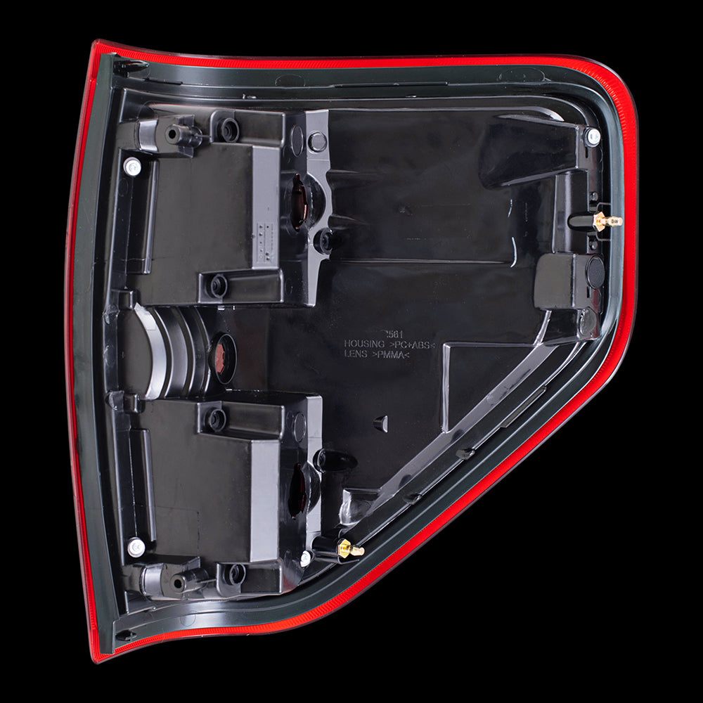 Brock Replacement Performance Set Tail Lights Tail Lamp Units w/ Red Trim Smoked Compatible with 09-14 F-150 Styleside Pickup Truck