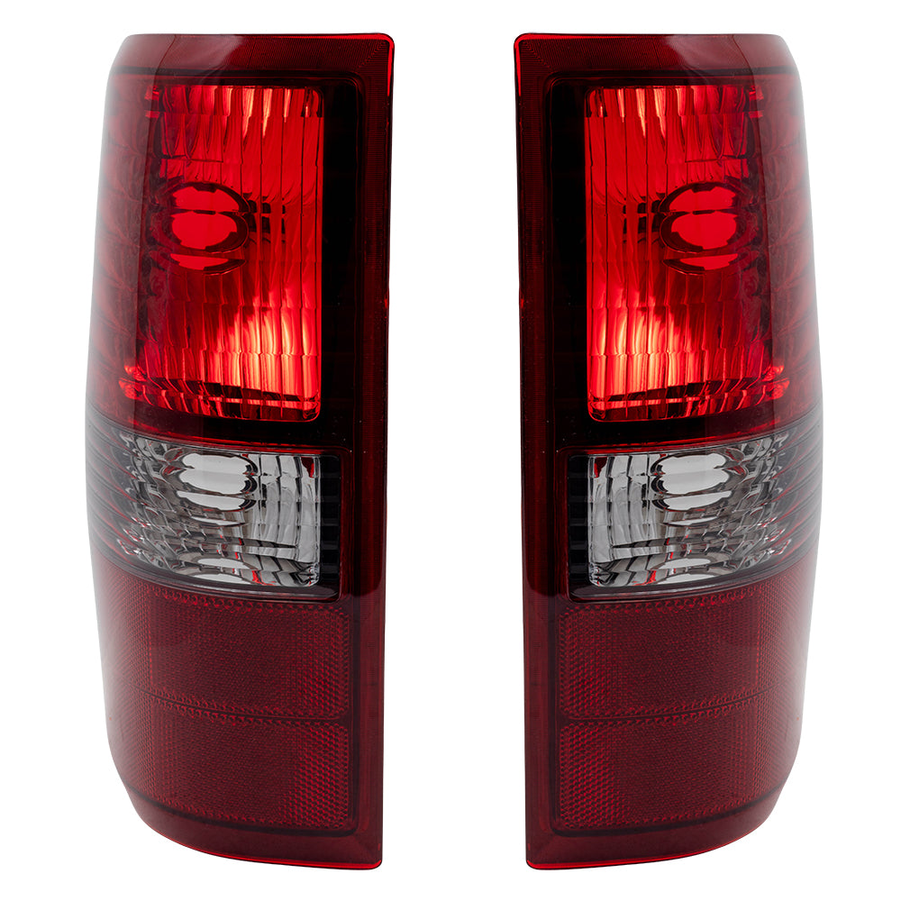 Brock Replacement Driver and Passenger Taillights with Smoked Lens Compatible with 2004-2008 F150 Styleside Pickup Truck 6L3Z13405AA 6L3Z13404AA