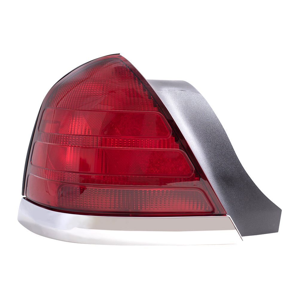 Brock Replacement Drivers Taillight Tail Lamp Red Lens with Chrome Trim Compatible with 1999-2011 Crown Victoria 8W7Z13405B