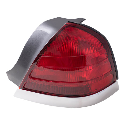 Brock Replacement Passengers Taillight Tail Lamp Red Lens with Chrome Trim Compatible with 1999-2011 Crown Victoria 8W7Z13404B