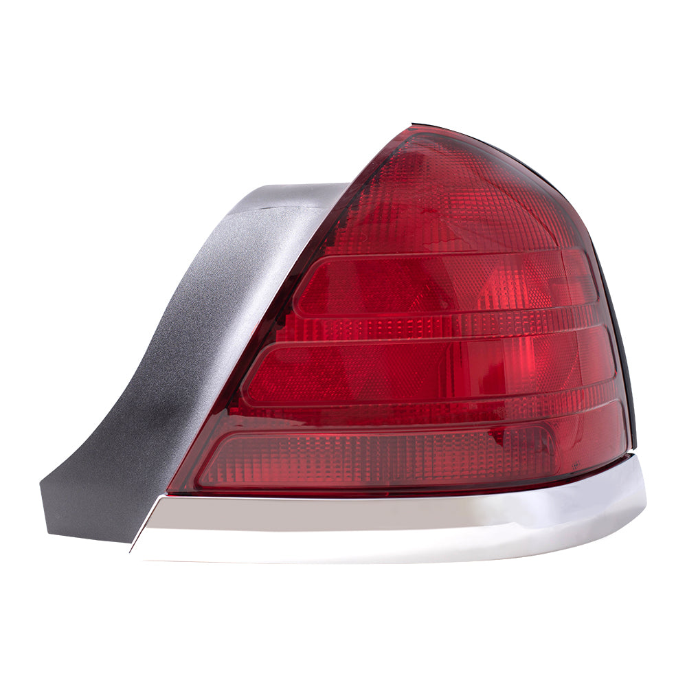 Brock Replacement Passengers Taillight Tail Lamp Red Lens with Chrome Trim Compatible with 1999-2011 Crown Victoria 8W7Z13404B