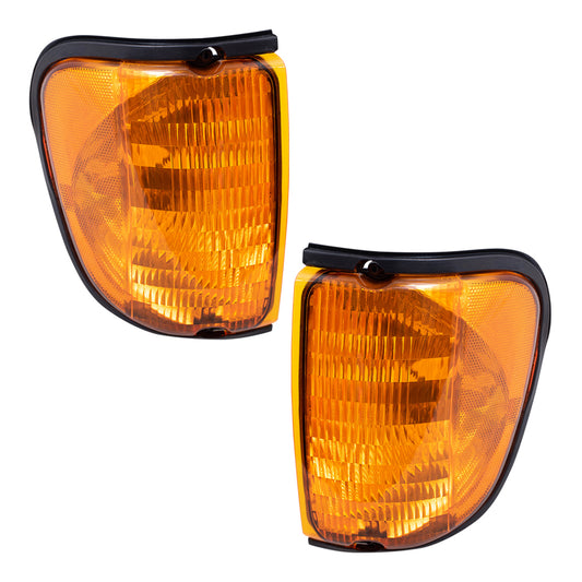 Brock Replacement Driver and Passenger Park Signal Side Marker Light Lamp Compatible with 1992-2007 E-Series Van 5C2Z13201AA 5C2Z13200AA