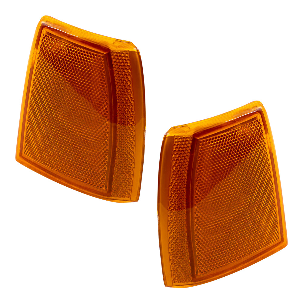 Brock Replacement Driver and Passenger Front Signal Side Marker Lights Amber Lamps Compatible with 91-94 Bronco II Ranger Pickup Explorer